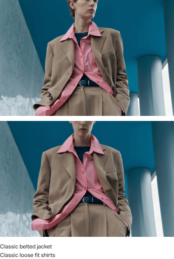 Classic belted jacket, Classic loose fit shirts